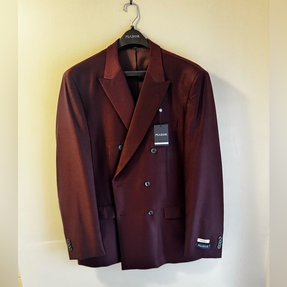 Jos.A.Bank Men’s Tailored FitBurgundy Double-Breasted Dinner Jacket44L NWT